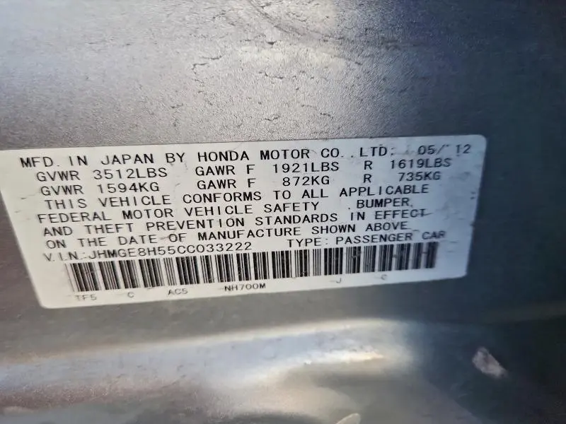 2012 HONDA FIT SPORT  