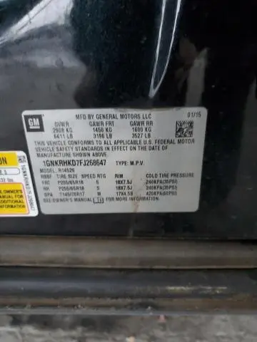 2015 CHEVROLET TRAVERSE LT  