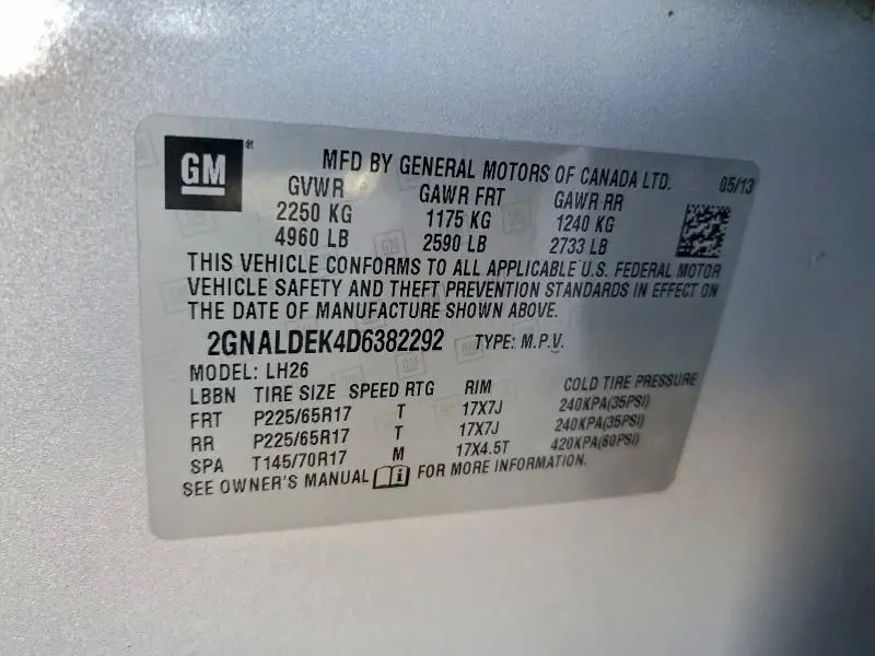 2013 CHEVROLET EQUINOX LT  