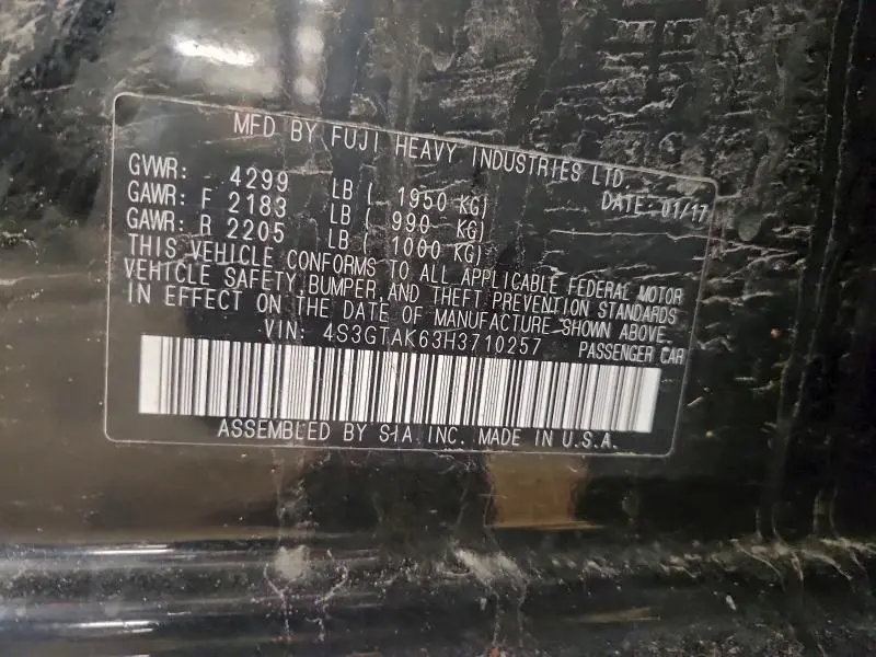 2017 SUBARU IMPREZA SPORT  