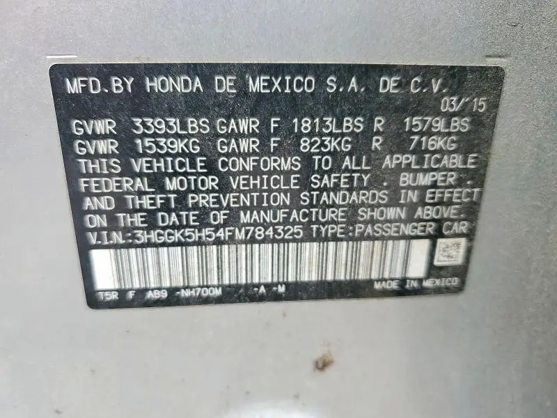 2015 HONDA FIT LX  