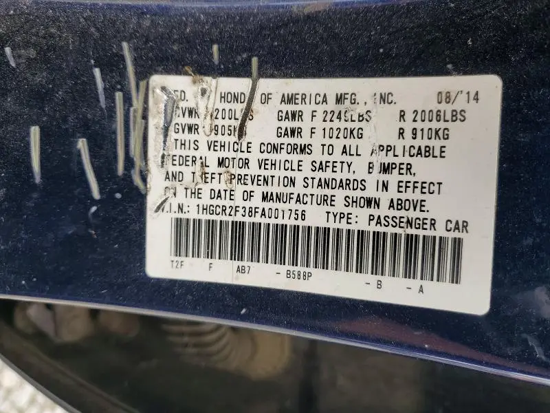 2015 HONDA ACCORD LX  