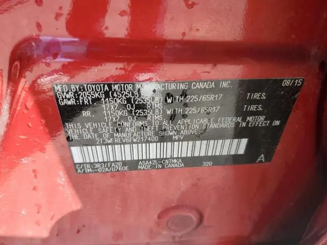 2015 TOYOTA RAV4 XLE  