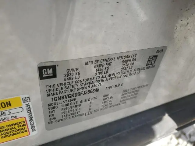 2015 CHEVROLET TRAVERSE LT  