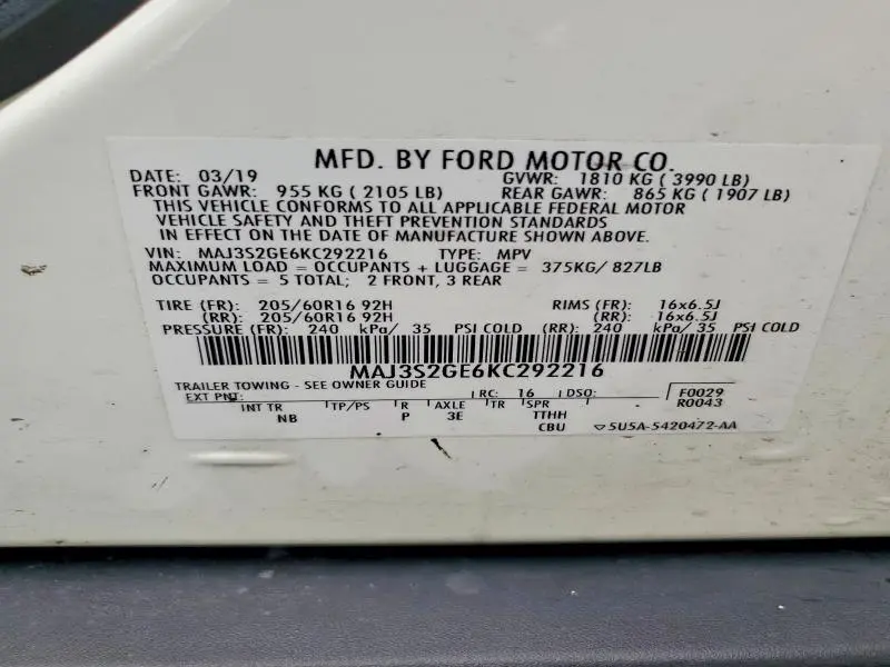2019 FORD ECOSPORT SE  