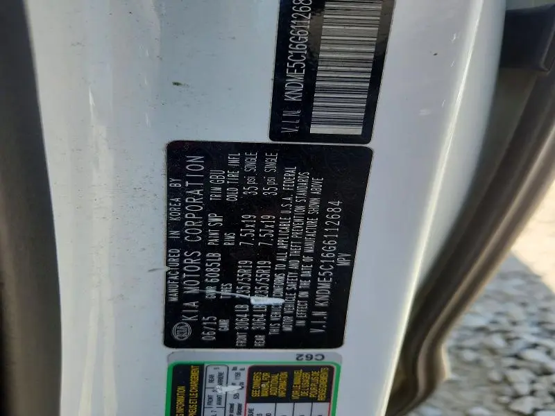 2016 KIA SEDONA SXL  
