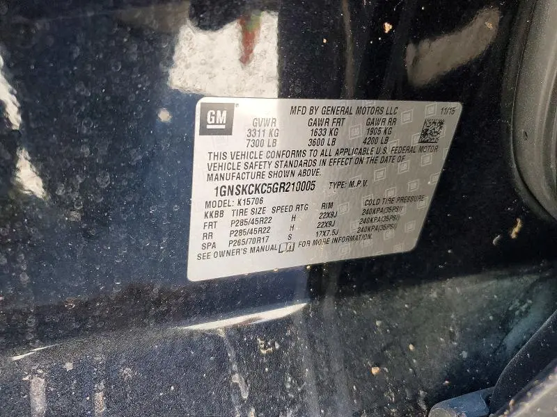 2016 CHEVROLET TAHOE K1500 LTZ  