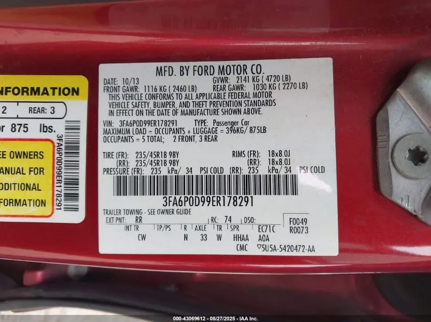 2014 FORD FUSION TITANIUM