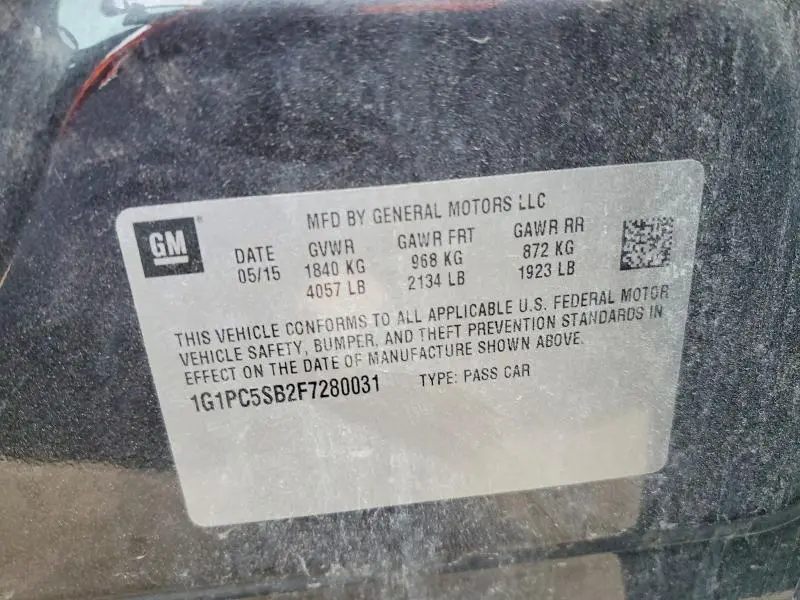 2015 CHEVROLET CRUZE LT  