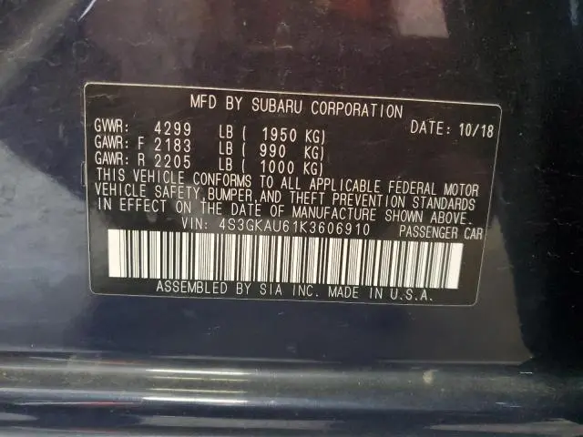 2019 SUBARU IMPREZA LIMITED  