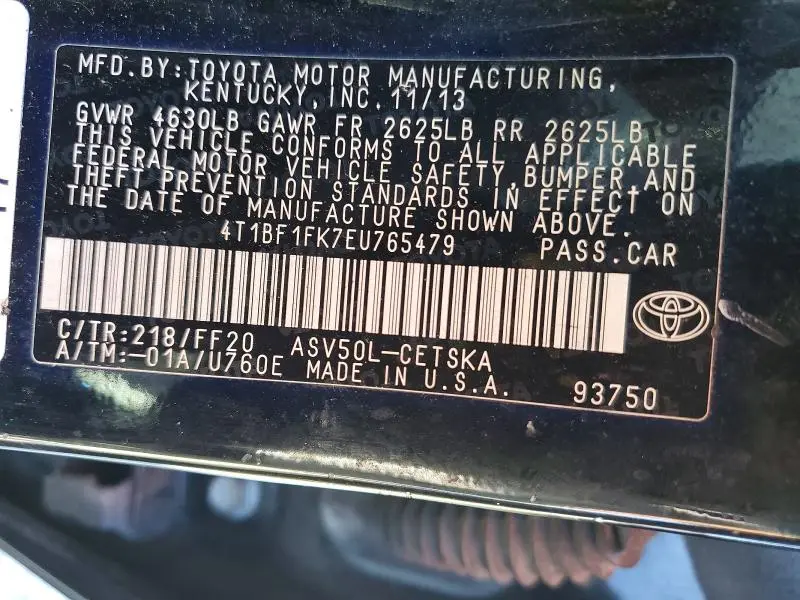 2014 TOYOTA CAMRY SE  