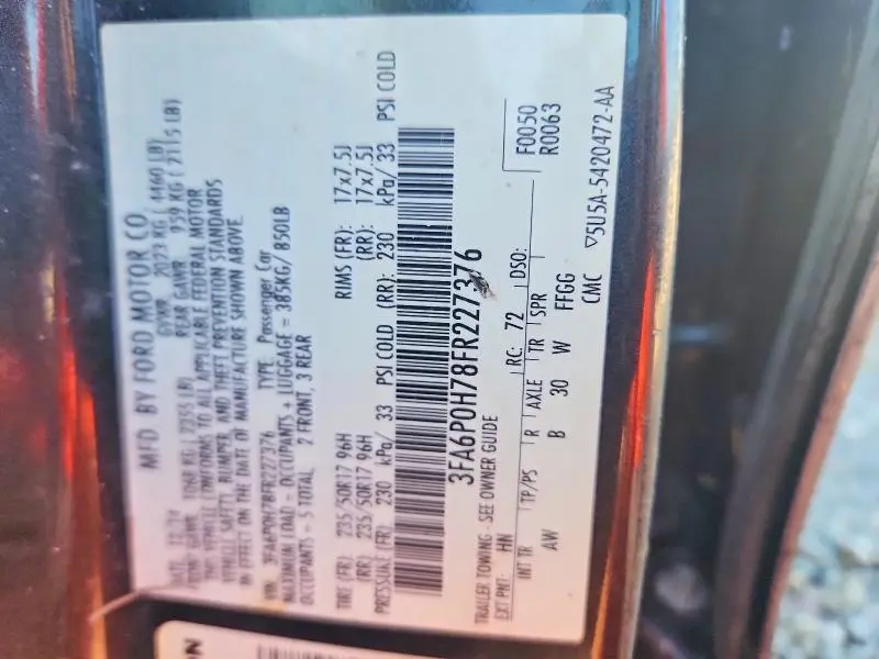 2015 FORD FUSION SE  