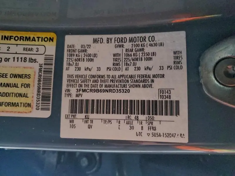 2022 FORD BRONCO SPORT BIG BEND  