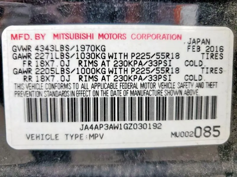 2016 MITSUBISHI OUTLANDER SPORT ES  
