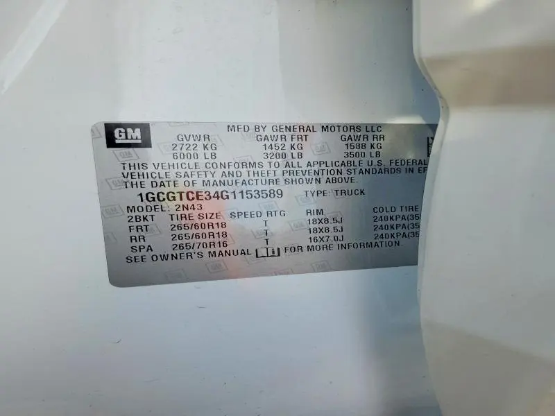 2016 CHEVROLET COLORADO LT  