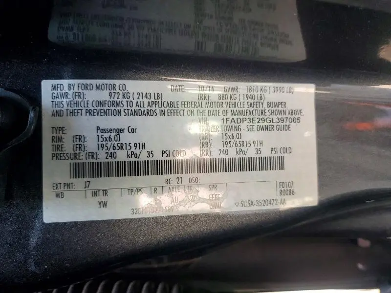 2016 FORD FOCUS   