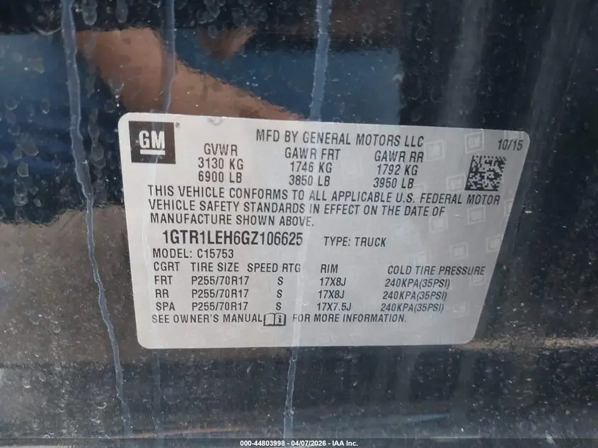 2016 GMC SIERRA 1500  