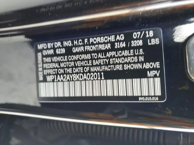 2019 PORSCHE CAYENNE   