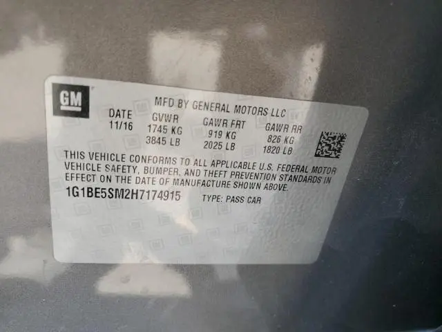 2017 CHEVROLET CRUZE LT  