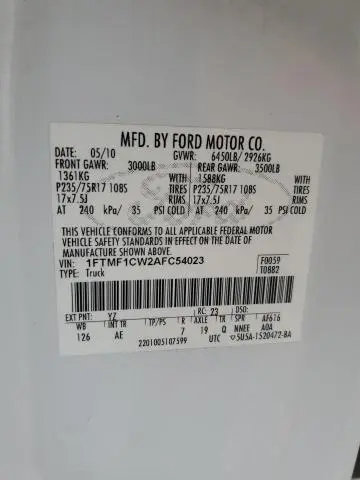 2010 FORD F150   