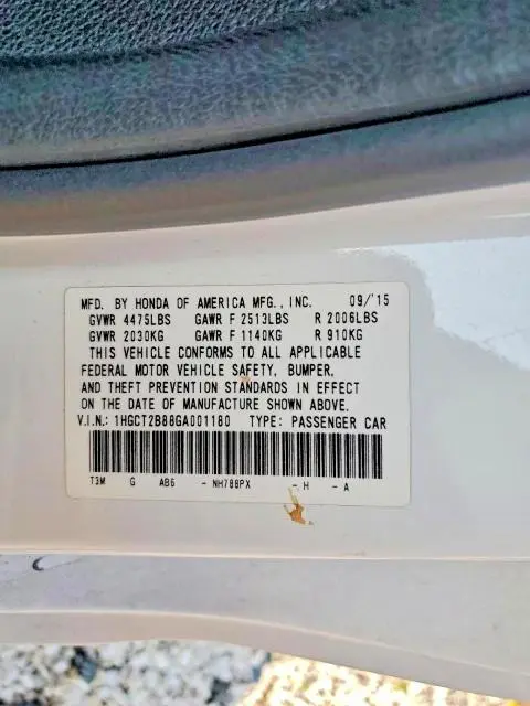 2016 HONDA ACCORD EXL  