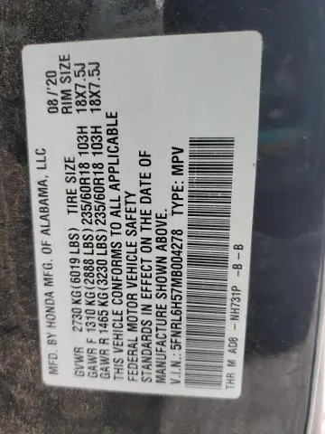 2021 HONDA ODYSSEY EX  