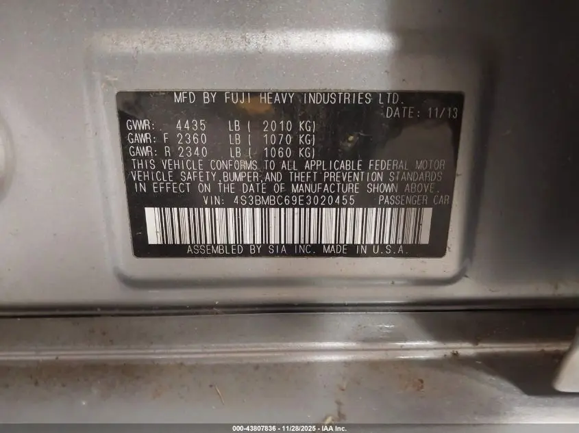 2014 SUBARU LEGACY 2.5I PREMIUM