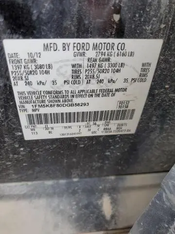 2013 FORD EXPLORER LIMITED  