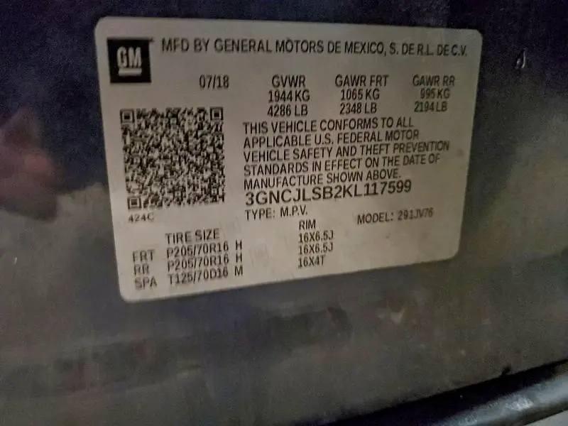 2019 CHEVROLET TRAX 1LT  