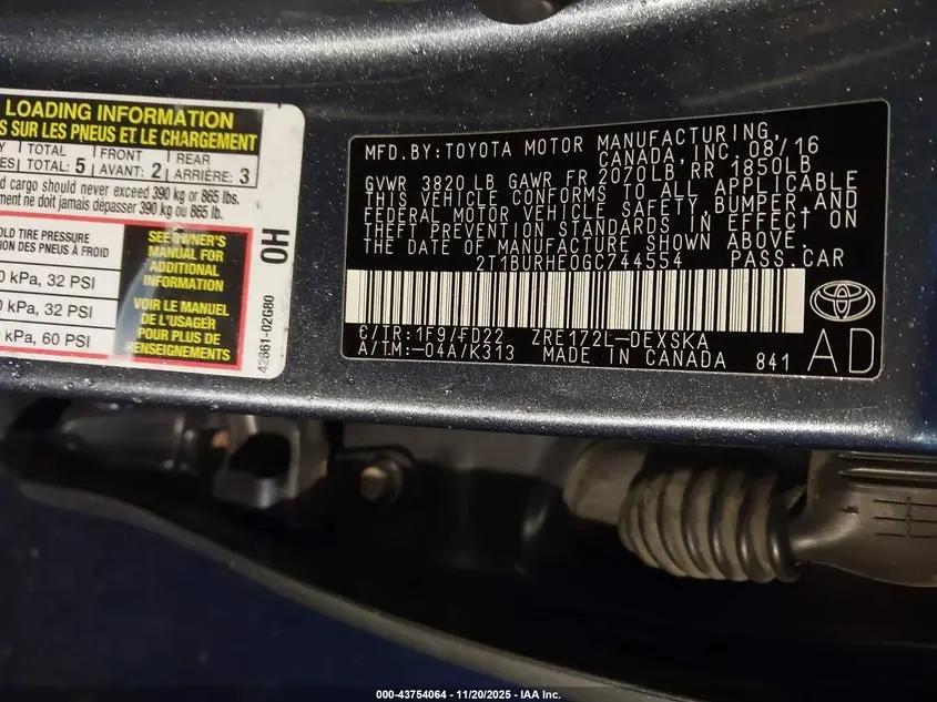 2016 TOYOTA COROLLA S PLUS