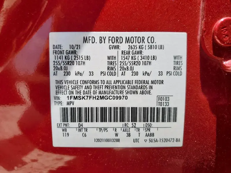 2021 FORD EXPLORER LIMITED  