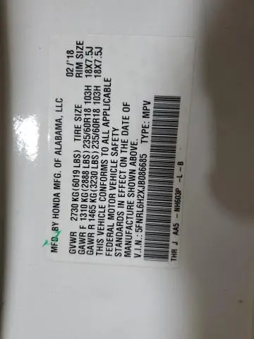 2018 HONDA ODYSSEY LX  