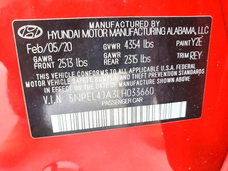 2020 HYUNDAI SONATA SEL  