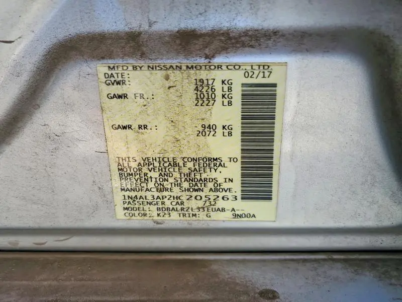 2017 NISSAN ALTIMA 2.5  