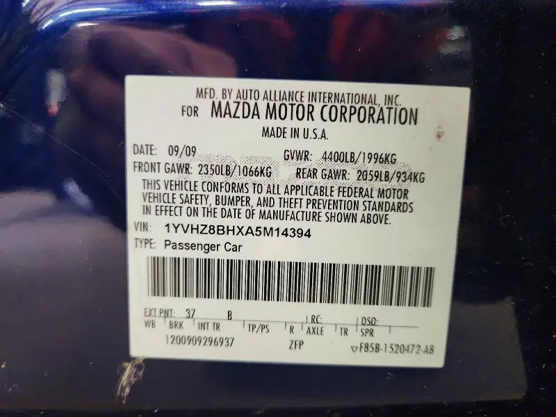 2010 MAZDA 6 I  