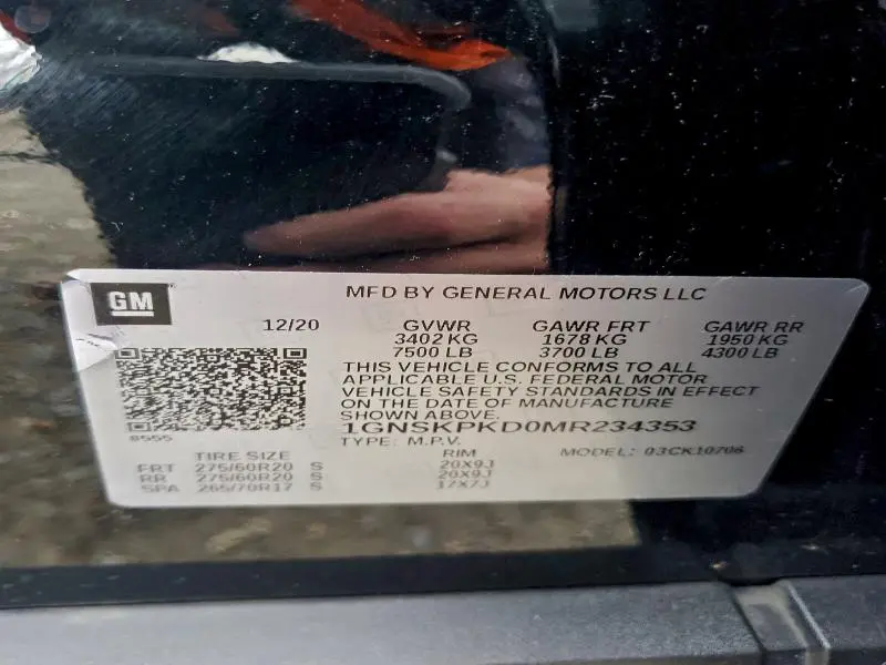 2021 CHEVROLET TAHOE K1500 Z71  