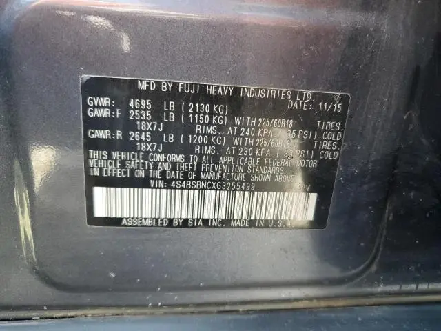 2016 SUBARU OUTBACK 2.5I LIMITED  