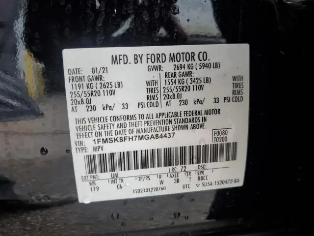 2021 FORD EXPLORER LIMITED  