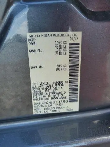 2022 NISSAN ALTIMA S  