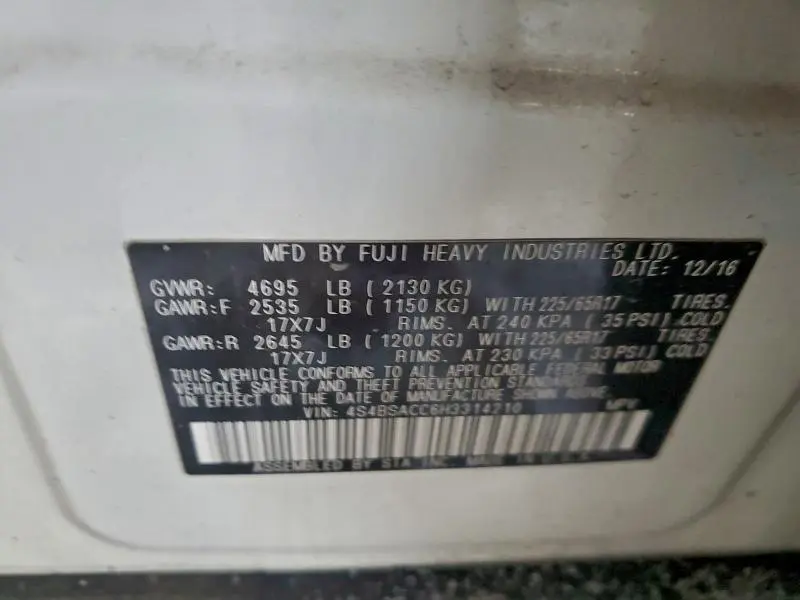 2017 SUBARU OUTBACK 2.5I PREMIUM  