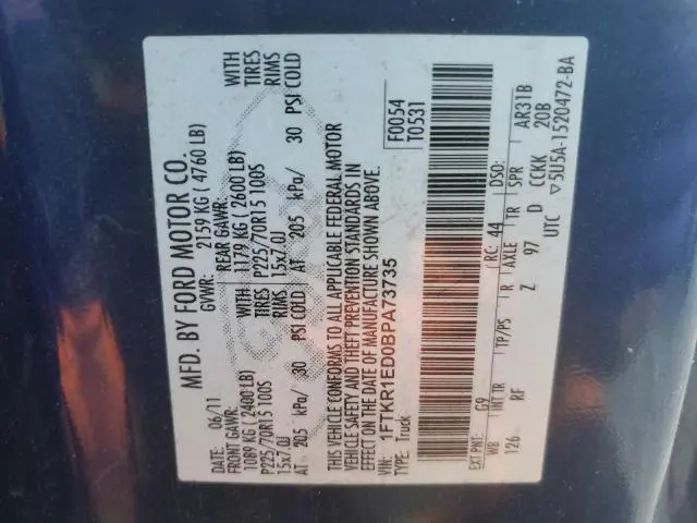 2011 FORD RANGER SUPER CAB  