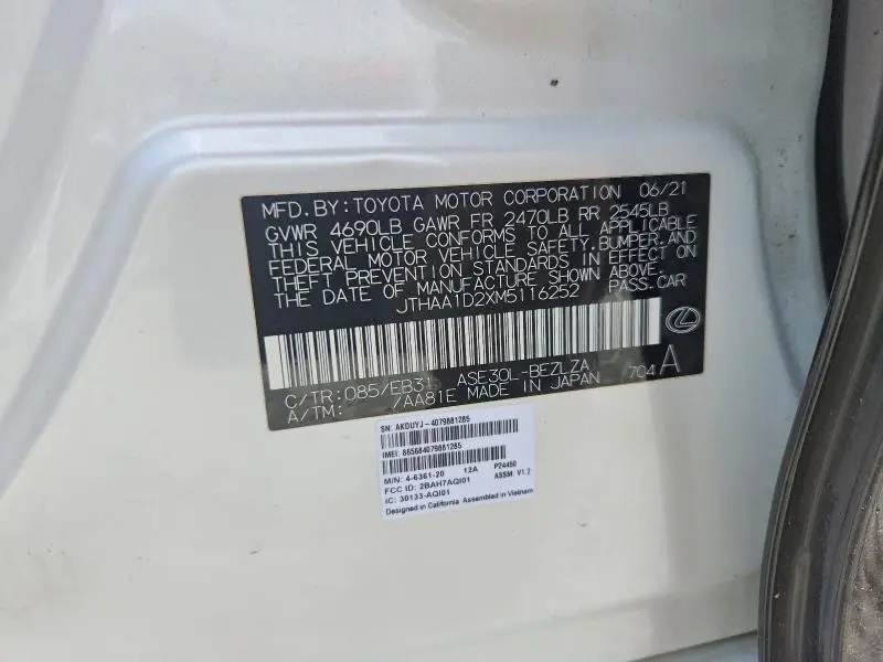 2021 LEXUS IS 300 BASE  