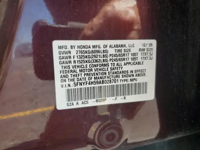 2010 HONDA PILOT EXL  