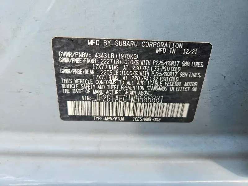 2021 SUBARU CROSSTREK PREMIUM  