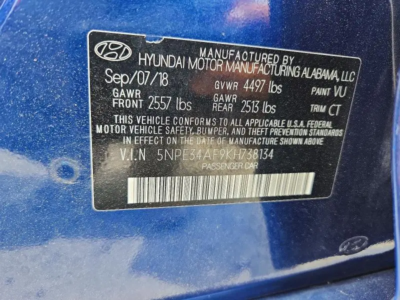 2019 HYUNDAI SONATA SPORT  