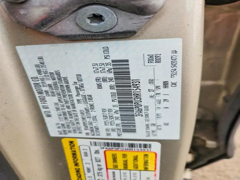 2017 FORD FUSION SE PHEV  