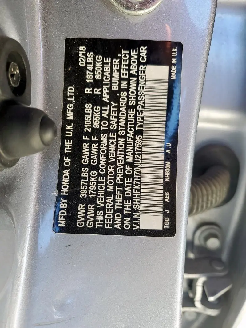 2018 HONDA CIVIC EXL  