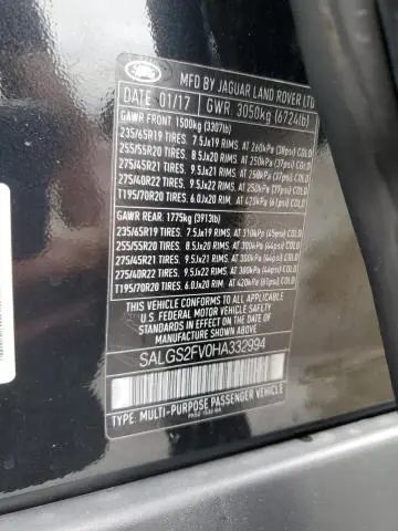 2017 LAND ROVER RANGE ROVER HSE  