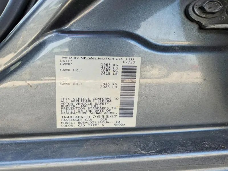 2020 NISSAN ALTIMA S  