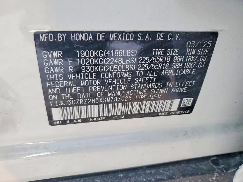 2025 HONDA HR-V SPORT  
